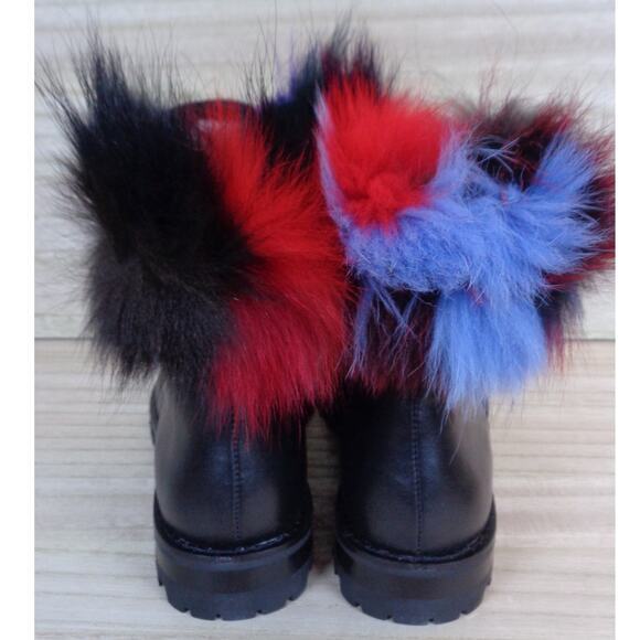 Rebecca Minkoff Jaylin Black Leather Boot With Rainbow Fur Womens Size‎ 6.5 - Picture 4 of 8